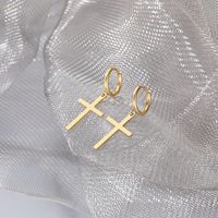 1 Pair Hip-hop Cross Plating Titanium Steel 14k Gold Plated Drop Earrings main image 5
