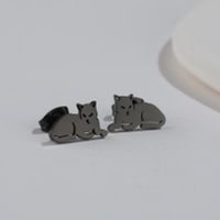 1 Pair Fashion Cat Titanium Steel Plating Ear Studs sku image 4