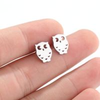 1 Pair Simple Style Owl Stainless Steel Plating Ear Studs main image 4