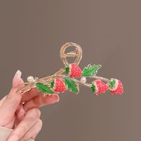 Sweet Leaf Strawberry Imitation Pearl Alloy Hair Claws 1 Piece main image 6