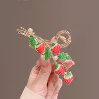 Sweet Leaf Strawberry Imitation Pearl Alloy Hair Claws 1 Piece main image 5