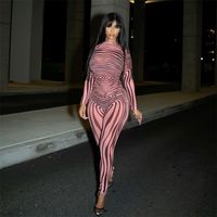 Women's Sexy Stripe Polyester Pants Sets main image 3