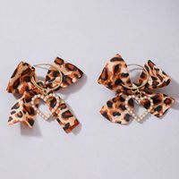 Personality Exaggerated Leopard Print Fabric Geometric Imitation Gemstone Inlaid Earrings sku image 1