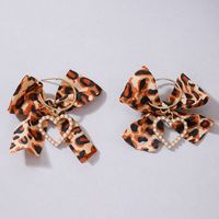 Personality Exaggerated Leopard Print Fabric Geometric Imitation Gemstone Inlaid Earrings main image 8