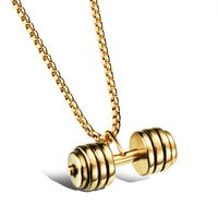 1 Piece Punk Dumbbell Titanium Steel Plating Pendant Necklace main image 3