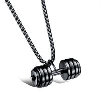 1 Piece Punk Dumbbell Titanium Steel Plating Pendant Necklace main image 5