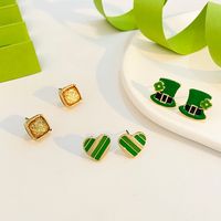3 Pairs Y2k Fashion Four Leaf Clover Alloy 14k Gold Plated St. Patrick Women's Ear Studs main image 3