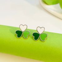 3 Pairs Y2k Fashion Four Leaf Clover Alloy 14k Gold Plated St. Patrick Women's Ear Studs main image 2