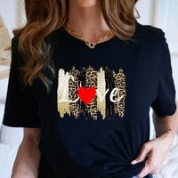 Women's T-shirt Short Sleeve T-shirts Printing Fashion Letter Leopard main image 2
