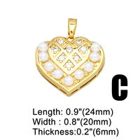 1 Piece Fashion Korean Style Heart Shape Copper Plating Inlay Pearl Zircon 18k Gold Plated Pendants Jewelry Accessories main image 3
