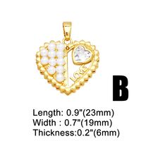 1 Pieza Moda Estilo Coreano Forma De Corazón Cobre Enchapado Embutido Perla Circón Chapado En Oro De 18 Quilates. Colgantes Accesorios De Joyería sku image 1