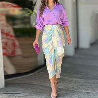 Women's Elegant Abstract Polyester Printing Skirt Sets main image 5