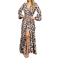 Women's Irregular Skirt Vintage Style V Neck Printing Long Sleeve Printing Maxi Long Dress Daily sku image 7