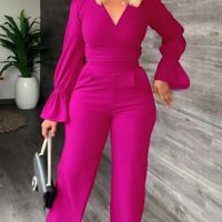 Women's Elegant Solid Color Polyester Pants Sets sku image 6