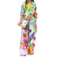 Women's Casual Streetwear Flower Polyester Printing Contrast Binding Pants Sets main image 4