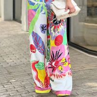 Women's Casual Streetwear Flower Polyester Printing Contrast Binding Pants Sets main image 6