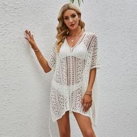 Women's Fashion Solid Color Patchwork Hollow Out Cover Ups sku image 1
