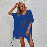 Women's Fashion Solid Color Patchwork Hollow Out Cover Ups sku image 4