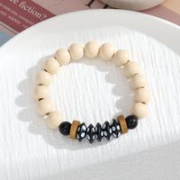 Fashion Geometric Letter Beaded Imitation Pearl Wood Handmade Women's Bracelets sku image 1