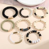 Fashion Geometric Letter Beaded Imitation Pearl Wood Handmade Women's Bracelets main image 1