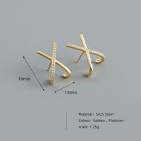 1 Pair Fashion Letter Sterling Silver Inlay Zircon Ear Studs main image 2