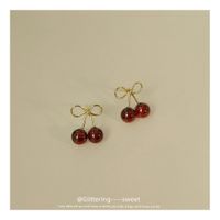 1 Pair Fashion Small Cherry Alloy Inlaid Zircon 14k Gold Plated Women's Ear Studs main image 5