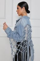 Women'S Hip-Hop Mesh Single Breasted Coat Denim Jacket main image 3