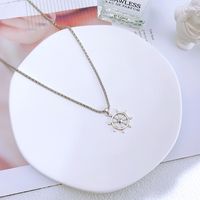 1 Piece Fashion Rudder Anchor Alloy Silver Plated Unisex Pendant Necklace sku image 1