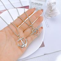 1 Piece Fashion Rudder Anchor Alloy Silver Plated Unisex Pendant Necklace main image 4