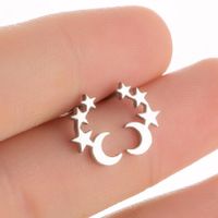 1 Pair Simple Style Star Moon Stainless Steel Ear Studs main image 6