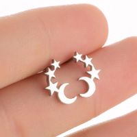 1 Paire Style Simple Star Lune Acier Inoxydable Boucles D'oreilles main image 1