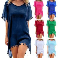 Women's Fashion Solid Color Patchwork Tassel Cover Ups main image 6