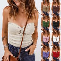 Women's Blouse Tank Tops Backless Preppy Style Solid Color main image 1