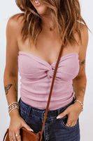 Women's Blouse Tank Tops Backless Preppy Style Solid Color main image 2