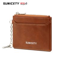 Men's Solid Color Pu Leather Zipper Card Holders sku image 1