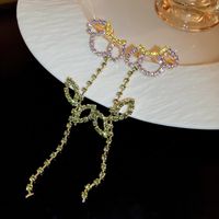 1 Pair Fashion Flower Alloy Inlay Artificial Diamond Women's Drop Earrings main image 5