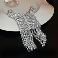 1 Pair Luxurious Tassel Alloy Inlay Rhinestones Women's Drop Earrings sku image 1
