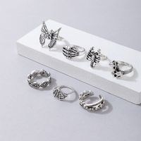7 Pieces Punk Butterfly Skull Alloy Unisex Rings main image 4