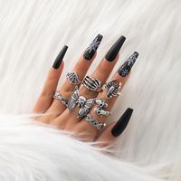 7 Pieces Punk Butterfly Skull Alloy Unisex Rings main image 1
