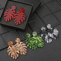 1 Pair Fashion Leaf Plastic Resin Polishing Women's Drop Earrings main image 3