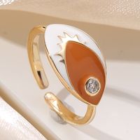 Fashion Devil's Eye Copper Enamel Plating Inlay Zircon Open Ring 1 Piece sku image 8