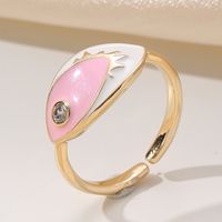 Fashion Devil's Eye Copper Enamel Plating Inlay Zircon Open Ring 1 Piece main image 5