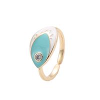 Fashion Devil's Eye Copper Enamel Plating Inlay Zircon Open Ring 1 Piece main image 6