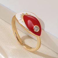 Fashion Devil's Eye Copper Enamel Plating Inlay Zircon Open Ring 1 Piece sku image 2
