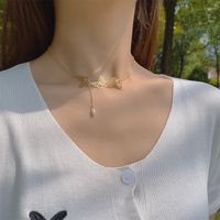 Sweet Butterfly Alloy Plating Artificial Pearls Women's Necklace sku image 1