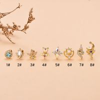 Fashion Water Droplets Flower Stainless Steel Copper Plating Inlay Zircon Ear Studs 1 Piece main image 5
