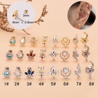 Fashion Water Droplets Flower Stainless Steel Copper Plating Inlay Zircon Ear Studs 1 Piece main image 1