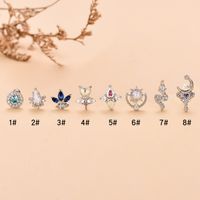Fashion Water Droplets Flower Stainless Steel Copper Plating Inlay Zircon Ear Studs 1 Piece main image 4