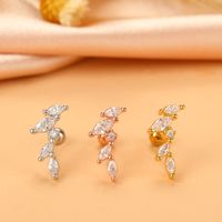 Fashion Wings Flower Stainless Steel Copper Plating Inlay Zircon Ear Studs 1 Piece sku image 13