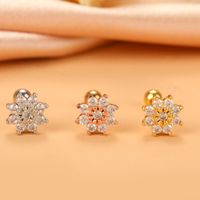 Fashion Wings Flower Stainless Steel Copper Plating Inlay Zircon Ear Studs 1 Piece sku image 11